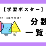 【学習ポスター】分数一覧表｜小学2～3年生向け